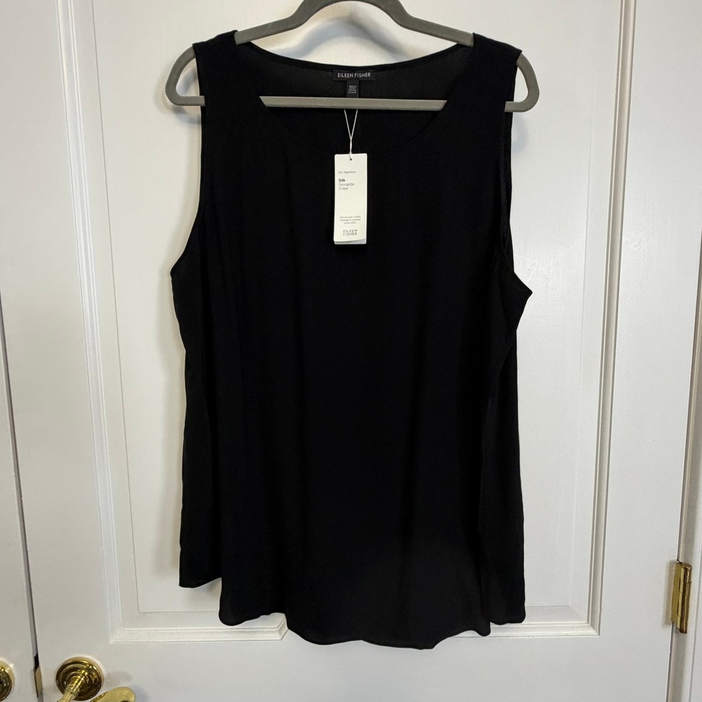 Eileen Fisher Ballet Neck Tank Women XL Black